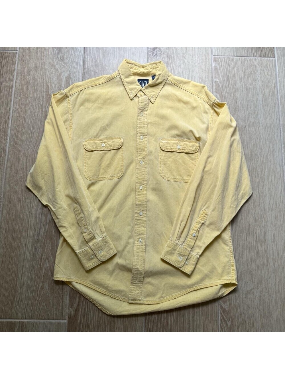 Vintage 90s GAP Casual Long-Sleeve Shirt Workwear Yellow Men's Size Large